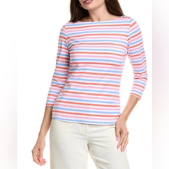 J McLaughlin Striped Multicolor Women's Boatmeck Top size M - Picture 1 of 13
